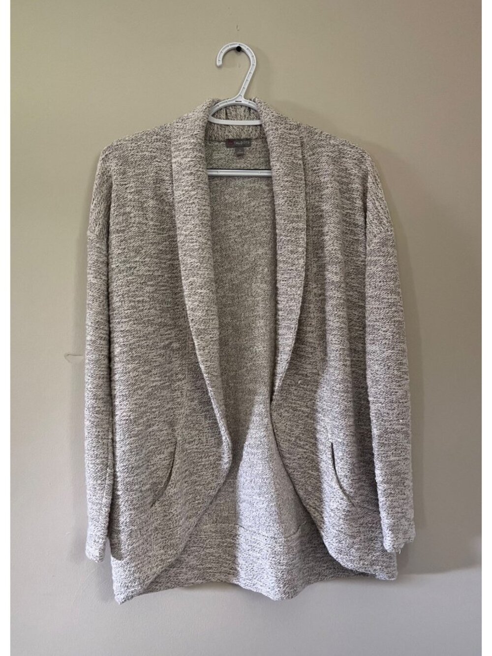 Talbots Womens Small Open Beige Cardigan Long Sleeve Sweater Two Pockets
